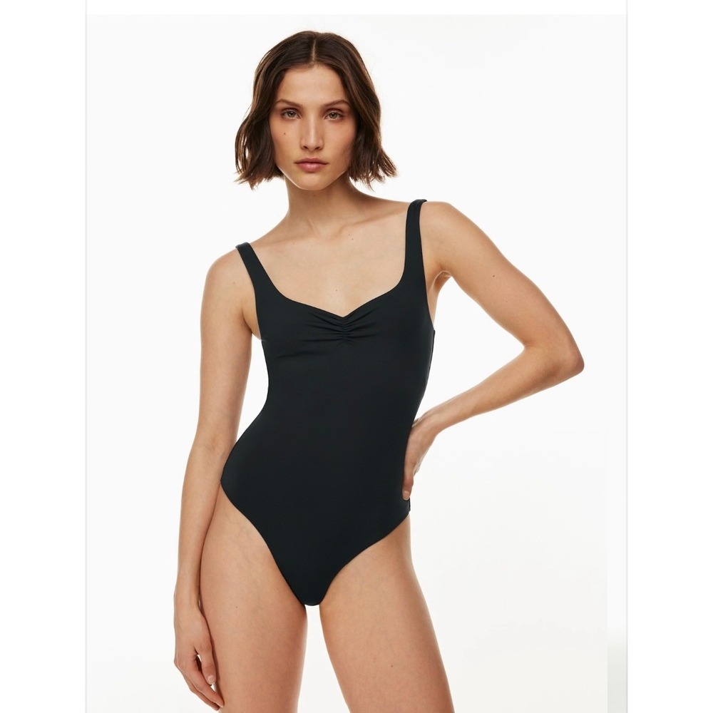 Aritzia Babaton Contour Sweetheart Bodysuit Black Sleeveless Thong Sz S Womens